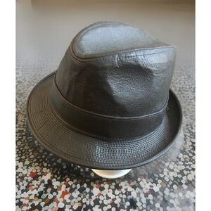 Vintage Adam Fedora Hat Dark Brown Mens 7 1/4 Pleather Premium Executive